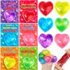 24 Pack Valentine Day Gifts for Kids Classroom Valentines Cards with Heart Fidget Stress Balls for Kids School Stretchy Ball Squeeze Toys Valentines for Class Exchange Gifts Party Favors Boys Girls view 1