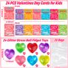 24 Pack Valentine Day Gifts for Kids Classroom Valentines Cards with Heart Fidget Stress Balls for Kids School Stretchy Ball Squeeze Toys Valentines for Class Exchange Gifts Party Favors Boys Girls view 2