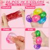 24 Pack Valentine Day Gifts for Kids Classroom Valentines Cards with Heart Fidget Stress Balls for Kids School Stretchy Ball Squeeze Toys Valentines for Class Exchange Gifts Party Favors Boys Girls view 3