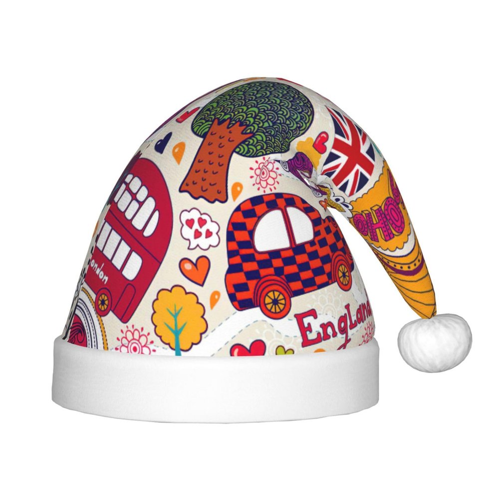 DRTGEDS School Newspaper In English Christmas Hat For Kids, Multi-Use Santa Hat For Parties And Festive Events