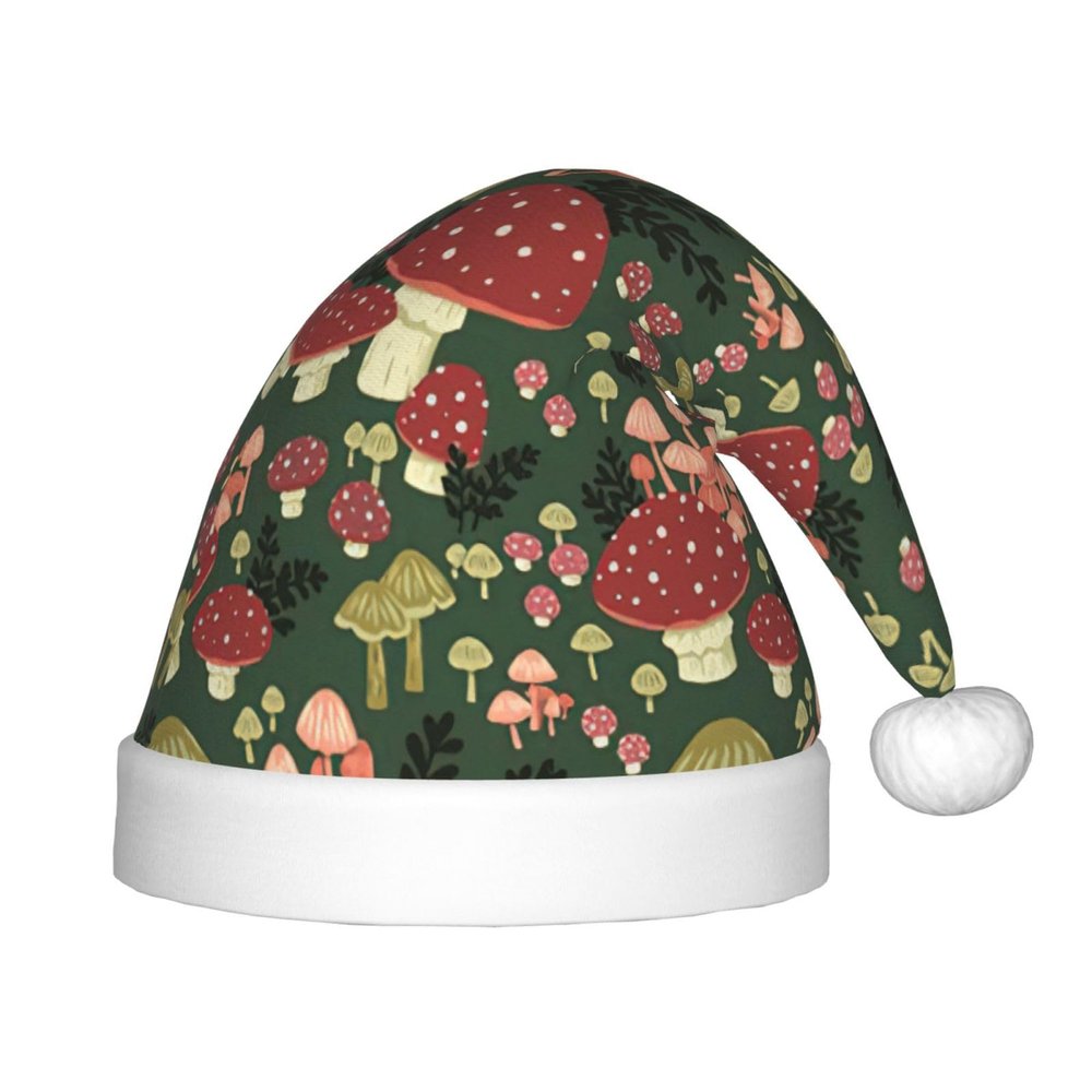 DRTGEDS Bright Mushrooms Art Christmas Hat For Kids, Multi-Use Santa Hat For Parties And Festive Events