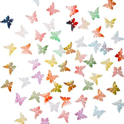 100 PCS Cute Resin Butterflies Embellishments, Colorful Mini Resin Butterflies Micro Resins Animals Butterfly Figurines for DIY Fairy Garden Micro Landscaping Decoration