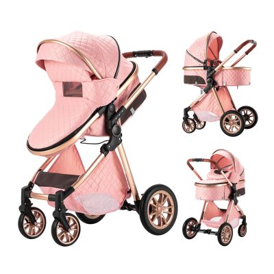 Aveainelle Baby Stroller 2 in 1 Baby Prams Pushchair Function, Foldable, Portable, Safe & Comfortable, for Infant Toddler Aged 0-36 Months (Pink)