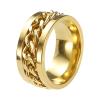 HEARTOOL Adults Fidget Ring 0.6" (15mm) Dia. Titanium Steel Chain Rotatable Rings, Metal Anxiety Release Band Rings Perfect for Men & Women (Gold) view 1