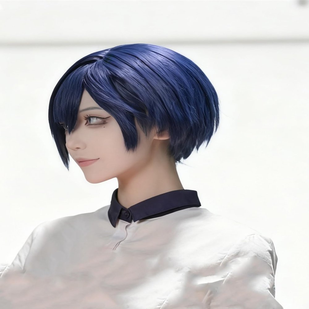 YoonGaram Cosplay Wig HSIU 30Cm blue black short hair Synthetic Wig+Wig cap Comics Norigae YoonGaram cosplay