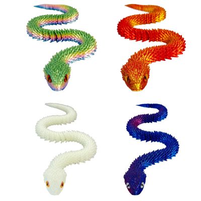 4 Pcs 3D Printed Snakes,17.7 Inch 3D Printed Flexible Movable Snakes Articulated Snakes Toys for Home Office Desk Decor Birthday Gift