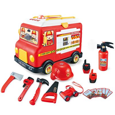 33-Piece Toddler Fire Truck Toy | Electric Firetruck Toys | Fire Engine Toy with Firemen Tool Set | Roleplay Firefighter Toys | Kids Trucks Gifts for Boys & Girls 2+ Years Old