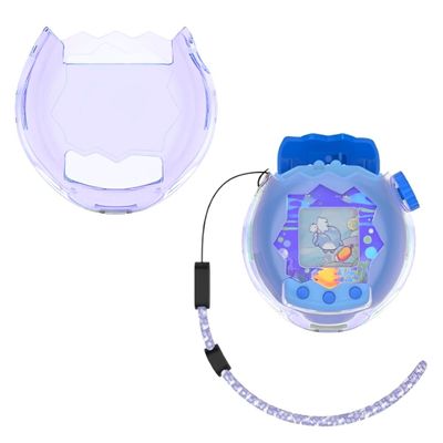 Case for Tamagotchi Paradise Interactive Virtual Pet, Transparent Protective Cover PC Clear Case Full Protector Sleeve Skin with Lanyard (Transparent Purple)