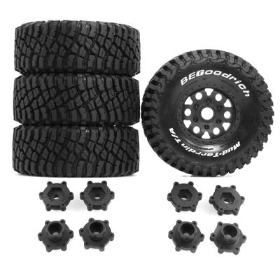 1/8 1/10 RC Short Course Truck Tires 4.96" OD Monster Truck Tires 12/14/17mm Hex Fit for 1:8 Off Road Truck Car Traxxas Slash 2WD 44 Rc4wd Arrma Mojave4S Senton Axial Losi Redcat (Black)