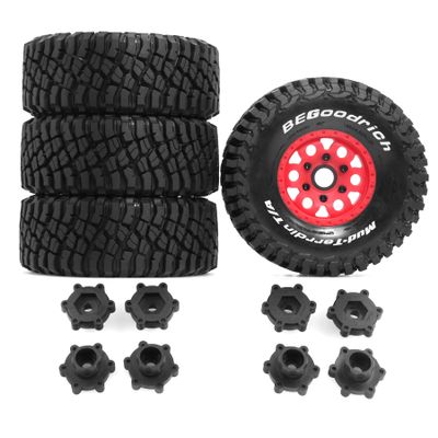1/8 1/10 RC Short Course Truck Tires 4.96" OD Monster Truck Tires 12/14/17mm Hex Fit for 1:8 Off Road Truck Car Traxxas Slash 2WD 44 Rc4wd Arrma Mojave4S Senton Axial Losi Redcat (red)