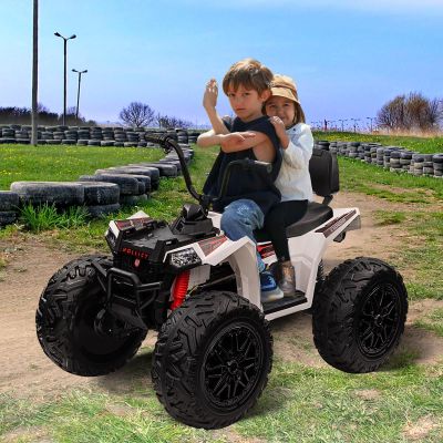 24V Kids ATV, Hetoy Electric 4WD Quad Ride-on Vehicle, Dual 80w Motors, 7AHx2 High-Capacity Batteries, Handlebar Accelerator, EVA Rubber Tires, Full Metal Suspension, LED Lights