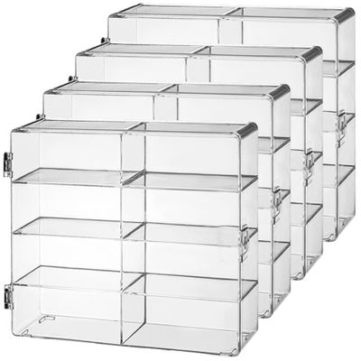 4PCS Display Case 4x2x2' Stackable Transparent Model Car Display Case with Secure Door Waterproof & Dustproof Car for Toy Collectors