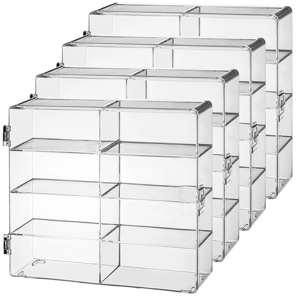 4PCS Display Case 4x2x2' Stackable Transparent Model Car Display Case with Secure Door Waterproof & Dustproof Car for Toy Collectors