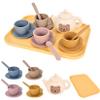 YOFOTHS Kids Silicone Tea Party Set, Pretend Play Tea Set with Teapot, 4 Cups with Saucers, Tray and Scoops, Safe Kitchen Toys for Ages 3-6 view 1