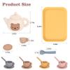 YOFOTHS Kids Silicone Tea Party Set, Pretend Play Tea Set with Teapot, 4 Cups with Saucers, Tray and Scoops, Safe Kitchen Toys for Ages 3-6 view 3