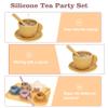 YOFOTHS Kids Silicone Tea Party Set, Pretend Play Tea Set with Teapot, 4 Cups with Saucers, Tray and Scoops, Safe Kitchen Toys for Ages 3-6 view 4