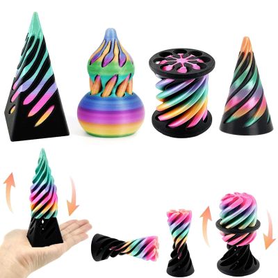 3D Printed Fidget Toys for Adults, 4 Packs Sensory & Stress Relief Desk Toys with Mesmerizing Colors, Smooth Gliding Motion for Anxiety Relief and Focus, Valentines Easter Gift for Him Her He She