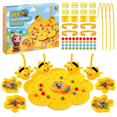 Arnbz 4 PCS Magnetic Bee Headband Game, Busy Buzy Bee Catcher Game, Colorful Multifunctional Magnetic Bees Toy String Games, Outdoor Backyard Fun for Kids