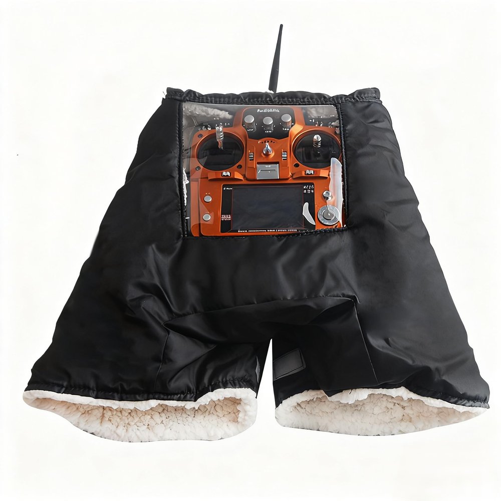 RC Transmitter Warm Hand Gloves, Windproof Warm Foldable for Drone FPV Remote Control (Black)