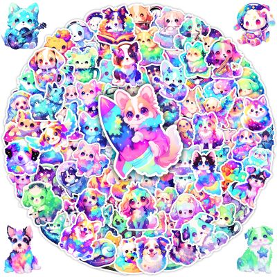 100 Pcs Cute Rainbow Dog Stickers for Kids Girls Adults,Kawaii Puppy Vinyl Decals Pack, Waterproof Cartoon Puppy Sticker for Water Bottle,Laptop,Luggage,Teaching Rewards, Pet Party Favors