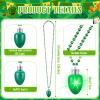 Ferreve 12 Pcs St Patricks Day Light up Beads Necklace Bulk LED Saint Patricks Day Lanyard Bulb Necklaces with 3 Light Modes Glow Tossing Beads for Irish Parade Party Favors Accessories (Green) view 3