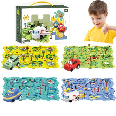 PuzzleRacer Kids Car Track Set Educational DIY Electric Race Car Puzzle Track Toy, Flexible Railway Track Building Set for Boys & Girls, Creative STEM Learning Gift for Ages 3+ (100pcs)