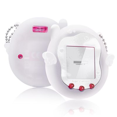 Kuitmor Cute Ethereal Case Compatible with Tamagotchi Uni, Semi-Transparent Frosted Silicone Cover, Cute Protective Skin with Stickers and Beaded Chain Accessories