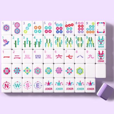 American Mahjong Tile Set, 160 Purple 4 Layer Mah Jong GameTiles with Tile Bag, Gift-Ready Storage Box, 4 Dice with Pouch, Mahjong Travel Tiles Set, Western Mah Jongg, Majong, Majiang