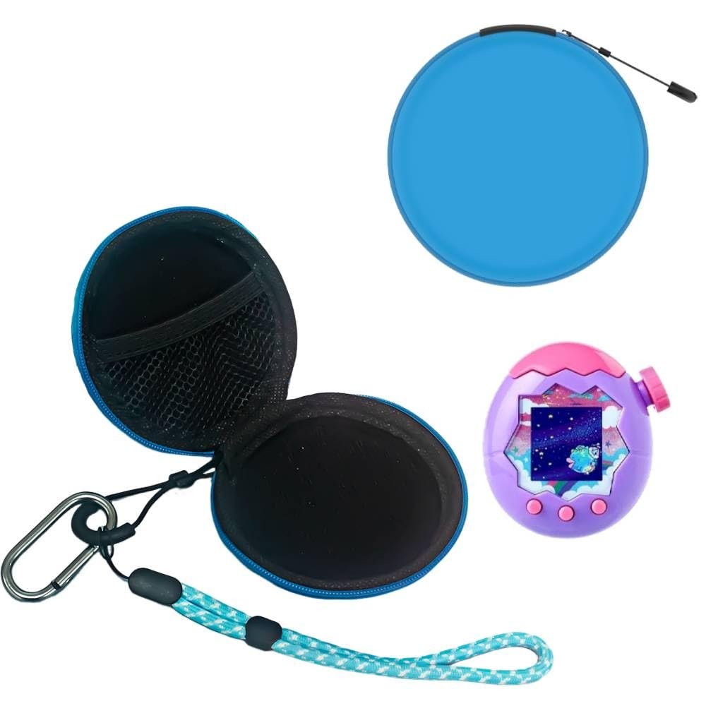 Carrying Case for Tamagotchi Paradise, Portable Storage Bag Shockproof Travel Carrying Bag Hard Shell Protective Cover Organizer with Lanyard & Carabiner, Case Only (Blue)