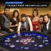 REAHOISY LED Poker Table Foldable, Octagon Casino Leisure Gamimg Table for 8 Player, Folding Texas Holdem Blackjack Table w/Built-in LED Light, Padded Rails & Cup Holders for Home Game Room view 2