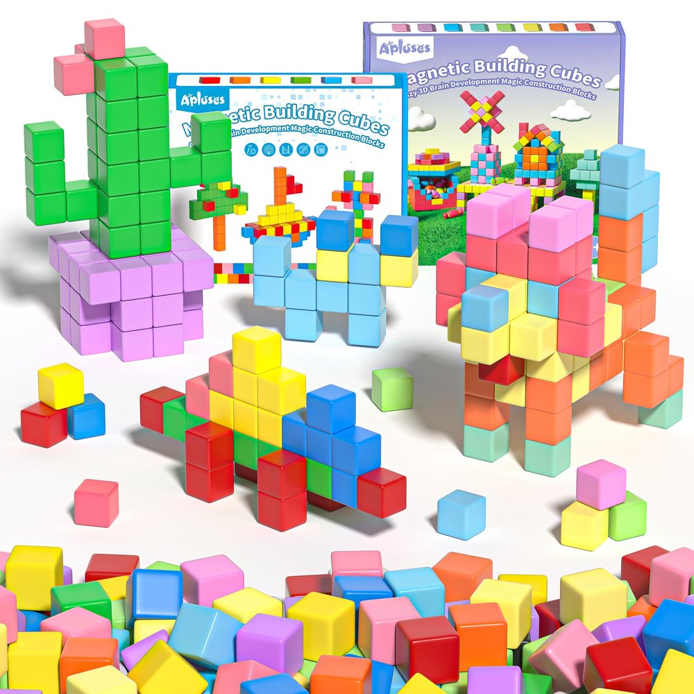 142PCS Magnetic Building Blocks for Kids, Toddler Sensory Montessori Magnet Toys with Storage Bag, Large Magnetic Cubes STEM Educational Toys for 3 4 5 6 Year Old Boys Girls, Preschool Learning Gifts