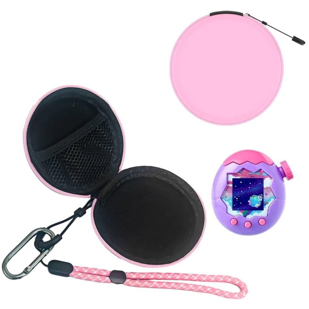 Carrying Case for Tamagotchi Paradise, Portable Storage Bag Shockproof Travel Carrying Bag Hard Shell Protective Cover Organizer with Lanyard & Carabiner, Case Only (Pink)