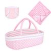 3 Pcs Reborn Baby Doll Accessories Set Bassinet + Blanket + Diaper, Thick Foldable Baby Doll Cradle Beds for 16-18 Inch Newborn Dolls Girl, Soft Sleep Babydoll Carrier Reborn Doll Accessories Pink view 1