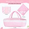 3 Pcs Reborn Baby Doll Accessories Set Bassinet + Blanket + Diaper, Thick Foldable Baby Doll Cradle Beds for 16-18 Inch Newborn Dolls Girl, Soft Sleep Babydoll Carrier Reborn Doll Accessories Pink view 3