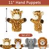 4 PCS 11 Inch Animal Hand Puppet Set Soft Realistic Wild Plush Puppets Toys Tiger, Lion, Giraffe, Elephant Puppet for Kids Ages 1-3, 4-8 and Adult to Tell Stories and Role Play view 2