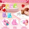 24 Pack Valentines Day Cards for Kids School, 2 in 1 Eraser Pencil Sharpener Bear Toys with Valentine Cards, Classroom Exchange Prizes Party Favor, Ideal Valentines Rewards Gifts for Boy Girls view 2