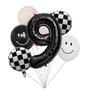 100% LIKED-One Happy Dude Balloon Set, 40 Black Number|Black & White Smiley Face Latex |Checkered Foil for One Happy Dude Birthday Decorations, Baby Shower, 9th Birthday Party Supplies (Black9th) view 1