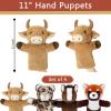 4 PCS 11 Inch Animal Hand Puppet Set Soft Realistic Wild Plush Puppets Toys Horse, Leopard, Red Panda, Highland Cattle Puppet for Kids Ages 1-3, 4-8 and Adult to Tell Stories and Role Play view 2