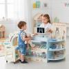 HONEY JOY Kids Doctors Play Set, Wooden Checkup Hospital Office Station & Vet Clinic Center, Movable Medical Cart & 20 Interactive Accessories, Corner Pretend Doctor Kit for Toddlers Boys Girls (Blue) view 2
