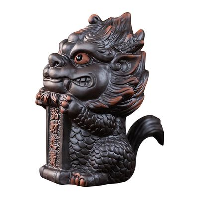 Tea Pets Purple Clay Pottery Tea Pet, Kirin Tea Pet Ornaments, Light Luxury Tea Table, Tea Table Ornaments, Tea Toys And Tea Sets Figurines(A)