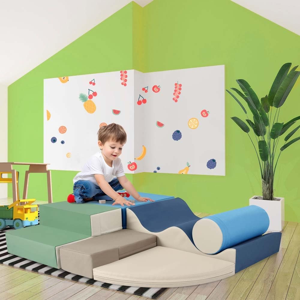 HRVEOCEI 6-Piece Foam Climbing Blocks for Toddlers,Climb & Crawl Climber Toys for Kids' Indoor Climbers & Play Structures,Soft Play Set for Toddlers 1-3