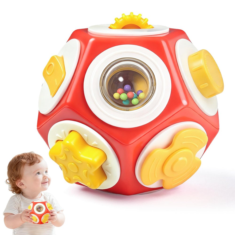 Chilvil Busy Cube Busy Board for 1 Year Old, Easter Basket Stuffer Gift Montessori Sensory Toys Airplane Car Travel Activities for 12-18 Month Boy Girl Gifts Valentine Day's Gifts for Baby Toddler