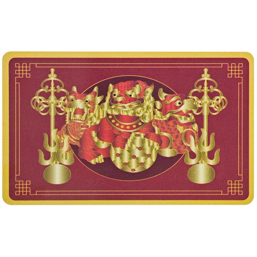 Fengshuibringluck Feng Shui 3 Celestial Guardians Card with Ksiddigarbha's Implements Good Luck and Fortune Warding Off Evil New Year Amulet Plastic Card