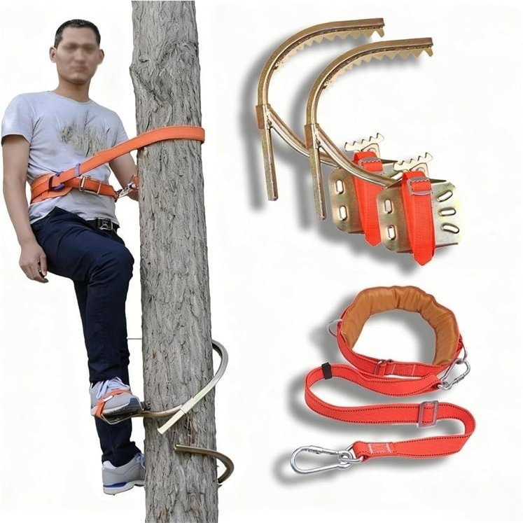 Jendfert 250 300 350 400 450 500 MM Portable Tree Climbing Spikes, Tree Climber Equipment for Tree Work/Picking Fruit/Outdoor Jungle, Adjustable Tree Climbing Training Set(400mm/15.7)