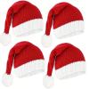 4 Pack Christmas Santa Hat, Classic White Red Knitted Beanie Plush Hats for Christmas Gifts,Holiday Santa Hat Party Decorations view 1