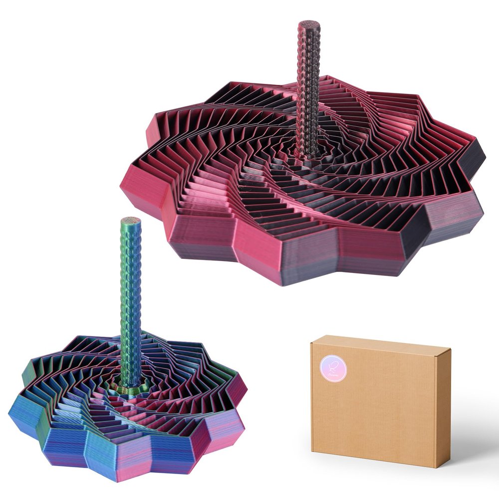 2 PCS 3D Printed Sensory Fidget Star with Handles, Colorful Fractal Expanded Fidgets Hexagon Whirling Spiral Star Shaped Toys for Office Desktop Decompression Toys Stress Relief Whirling Spiral
