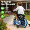 MUKIDY 12V Kids Motorcycle w/Treaded Tires, 3.1mph Top Speed Electric Bike for Kids, Training Wheels, Music & Bluetooth, Spring Suspension, Age 3-8 Year Old, Green view 2