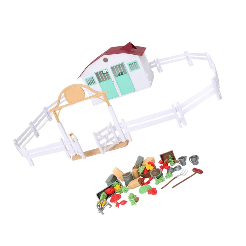 BESPORTBLE DIY Farm House Model for Interactive Role-Playing Scene Layout Prop Creative Educational Playset for Boys Random Color