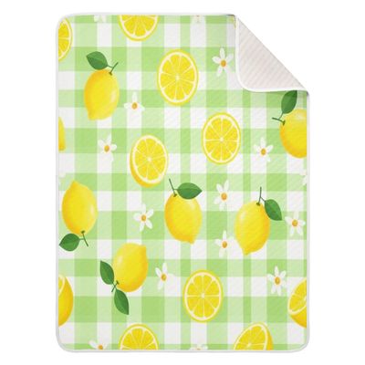 CUPADA Baby Blankets Infant Blanket Lemon Checkered Flower Green Toddler Blankets Soft Warm Personalized Nap Blanket for Daycare Stroller Cover