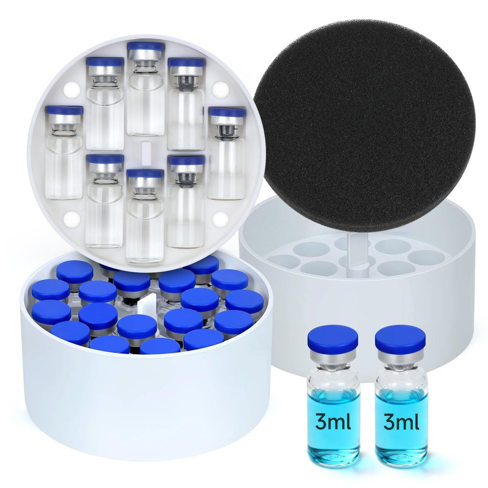 DAWNBOX 3ml Peptide Fridge Case Vial Insert, Fits 32oz Hydrapeak Food Jar  Holds 48 Vials, Peptide Case for Fridge/Peptide Travel Cases TSA Approved  Fits 4.3 Inch Diameter Jar (Jar Not Included).